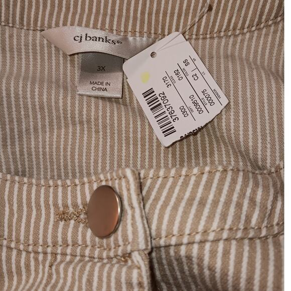 NEW CJ BANKS‎ Lightweight Jacket Size 3X Neutral Tan White Silver Tone Buttons - Picture 5 of 9
